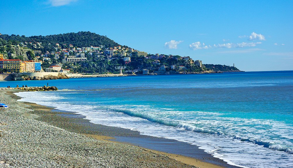 La plage de Nice à hauteur du Casino Ruhl Vue vers le Port - 