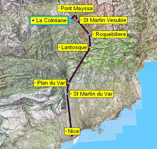 Liaison : Nice - La Colmiane - 70 km - 1h15 - Way to go : Nice - La Colmiane - 70km - 1h15